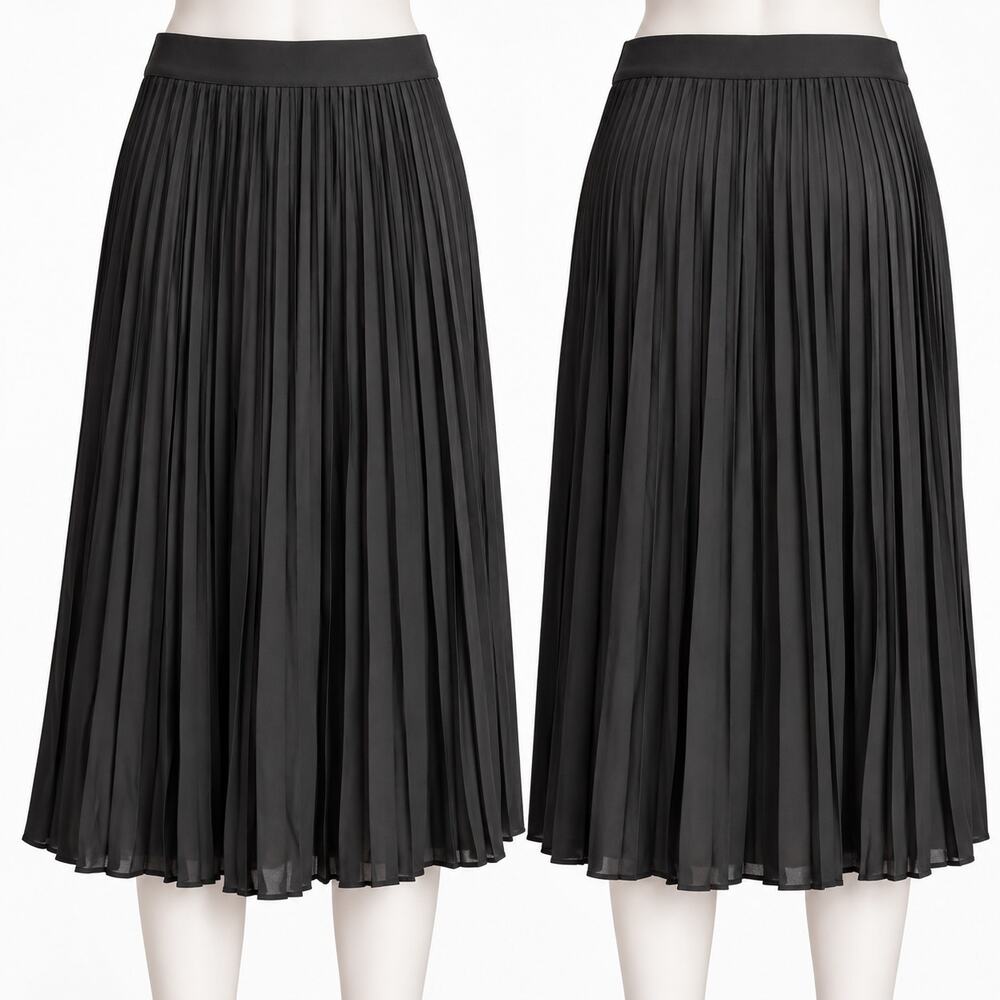 Alfani Black Pleated Midi Skirt Women's Medium M Accordion A-Line Lined